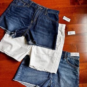 3 pairs - NWT Old Navy girls 14 plus denim shorts (white,dark, reg wash)